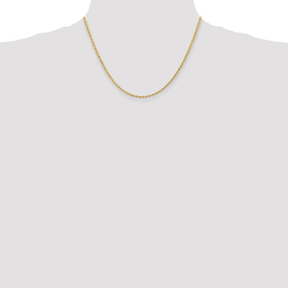 10K Gelbgold 2.25mm Diamantiert Vierfach Kordel Halskette