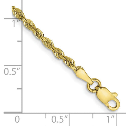 10K Gelbgold 2.25mm Diamantiert Vierfach Kordel Kette Fußkettchen