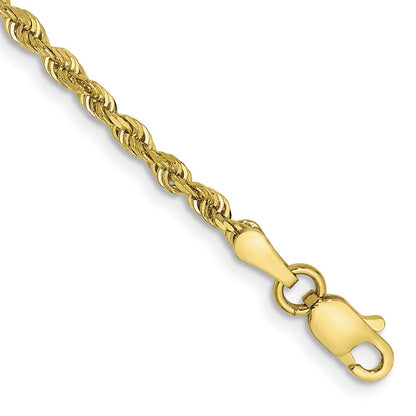 10K Gelbgold 2.25mm Diamantiert Vierfach Kordel Kette Fußkettchen