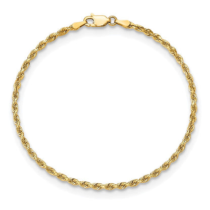 10K Gelbgold 2.75mm Diamantiert Vierfach Kordel Gliederarmband