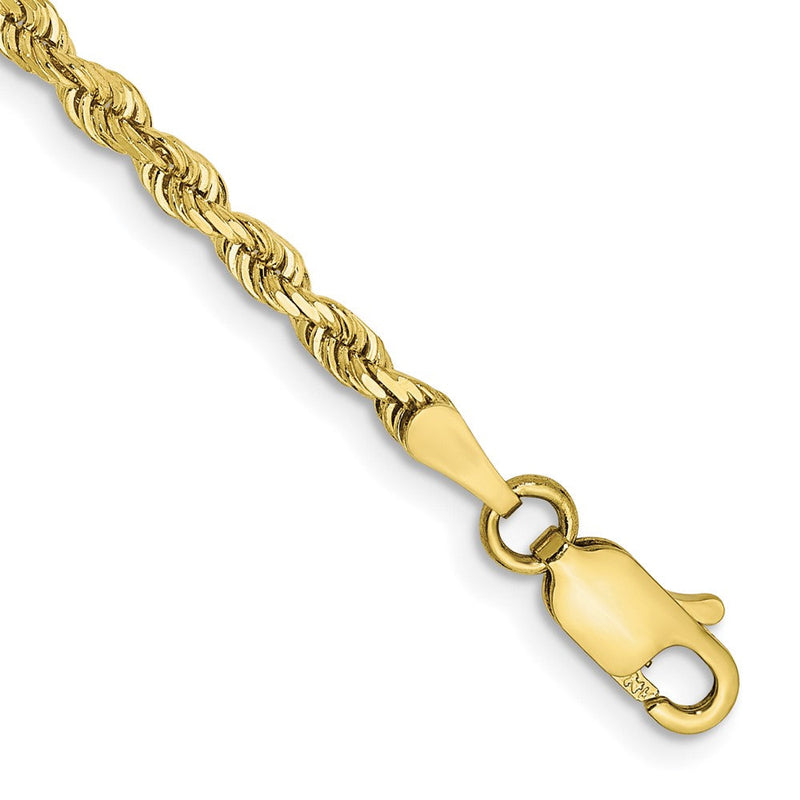 10K Gelbgold 2.75mm Diamantiert Vierfach Kordel Gliederarmband