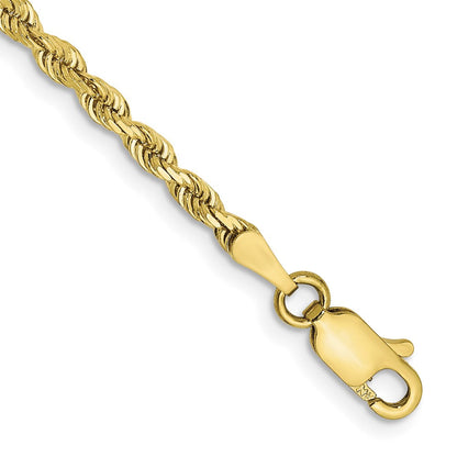 10K Gelbgold 2.75mm Diamantiert Vierfach Kordel Kette Fußkettchen