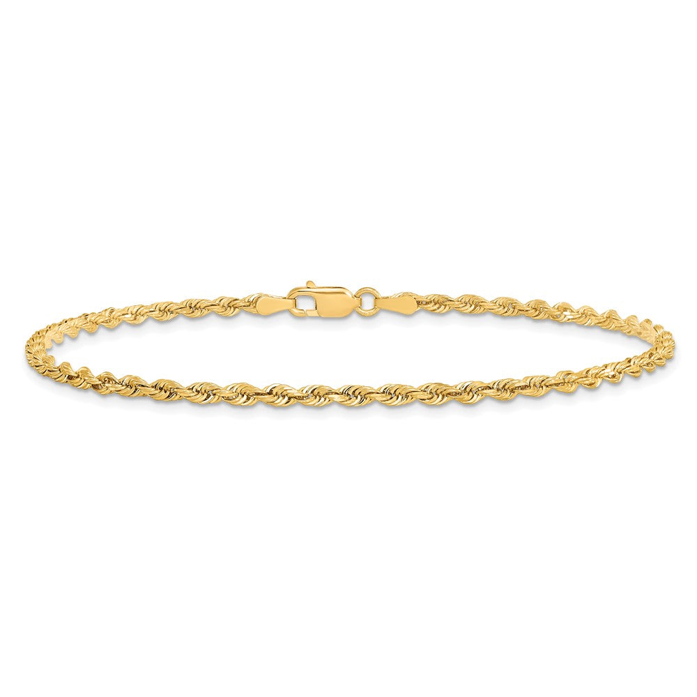 10K Gelbgold 2.75mm Diamantiert Vierfach Kordel Kette Fußkettchen
