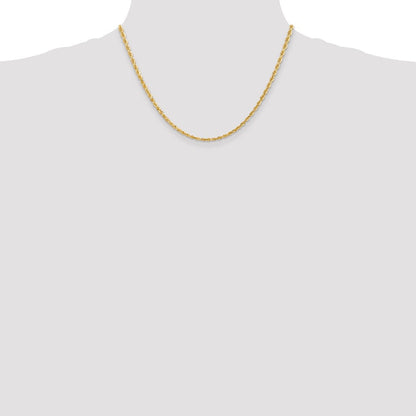 10K Gelbgold 3mm Diamantiert Vierfach Kordel Halskette