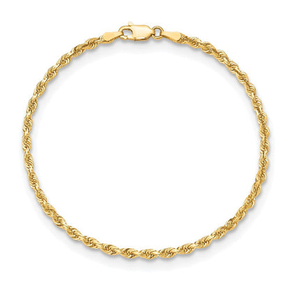 10K Gelbgold 3mm Diamantiert Vierfach Kordel Gliederarmband