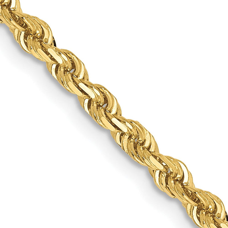 10K Gelbgold 3mm Diamantiert Vierfach Kordel Halskette