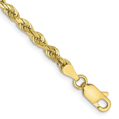 10K Gelbgold 3.35mm Diamantiert Vierfach Kordel Gliederarmband