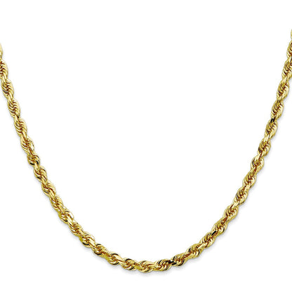 10K Gelbgold 4mm Diamantiert Vierfach Kordel Halskette