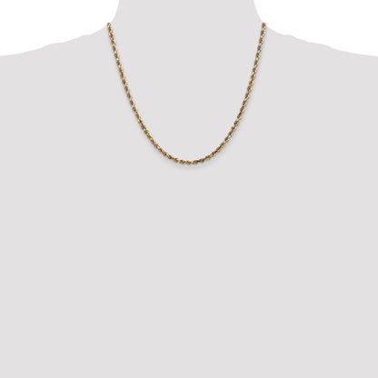 10K Gelbgold 4mm Diamantiert Vierfach Kordel Halskette