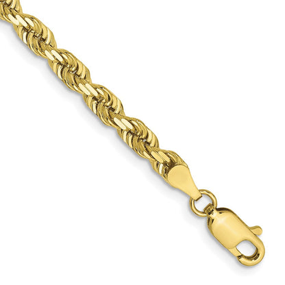 10K Gelbgold 4mm Diamantiert Vierfach Kordel Gliederarmband