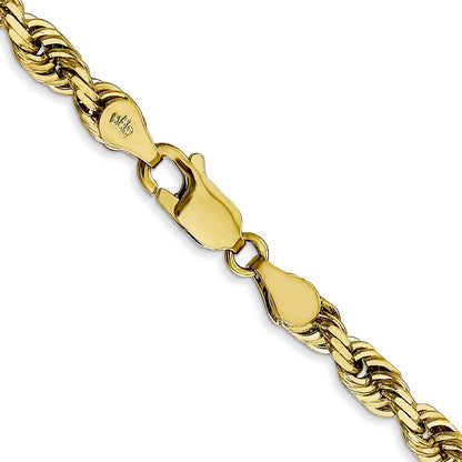 10K Gelbgold 4.5mm Diamantiert Vierfach Kordel Halskette