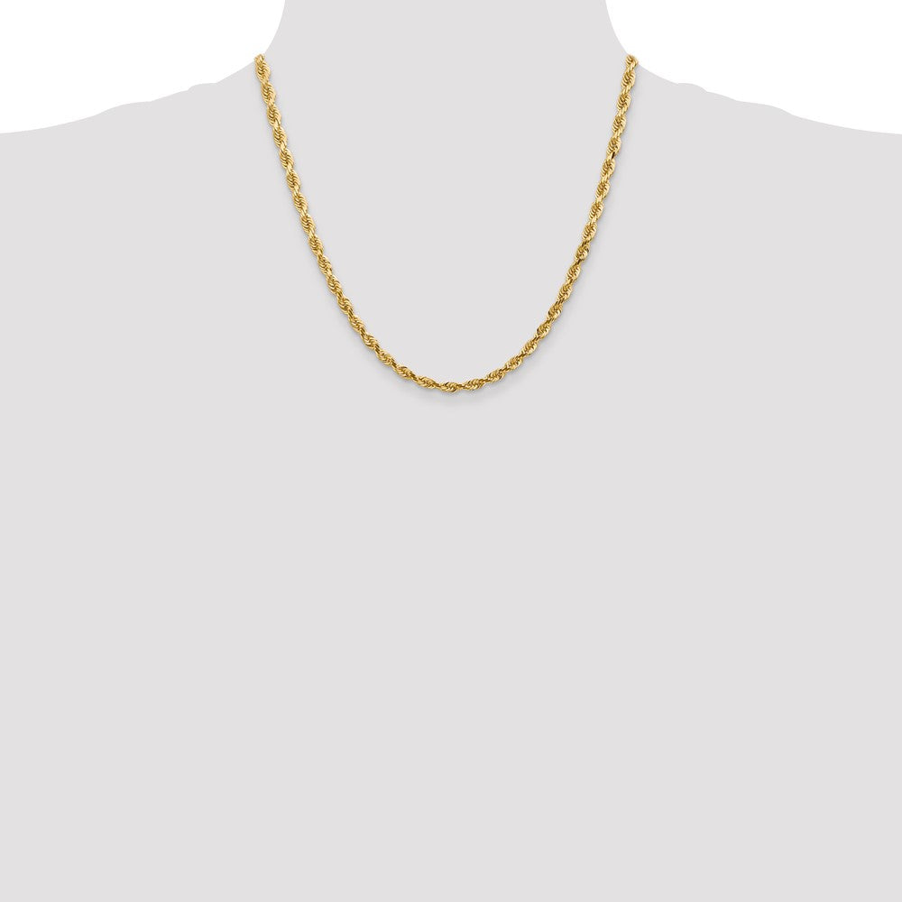 10K Gelbgold 4.5mm Diamantiert Vierfach Kordel Halskette