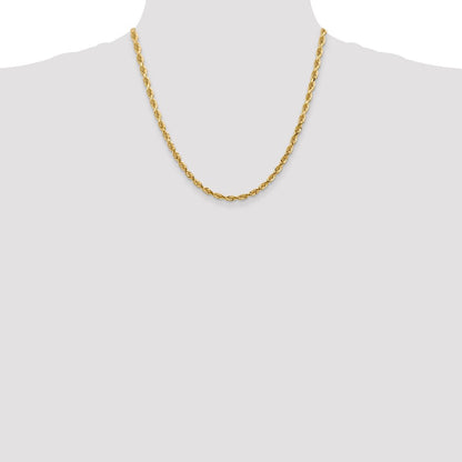 10K Gelbgold 4.5mm Diamantiert Vierfach Kordel Halskette