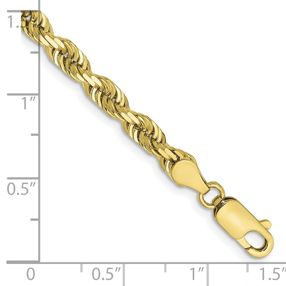 10K Gelbgold 4.5mm Diamantiert Vierfach Kordel Gliederarmband