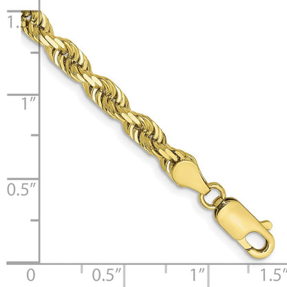 10K Gelbgold 4.5mm Diamantiert Vierfach Kordel Gliederarmband