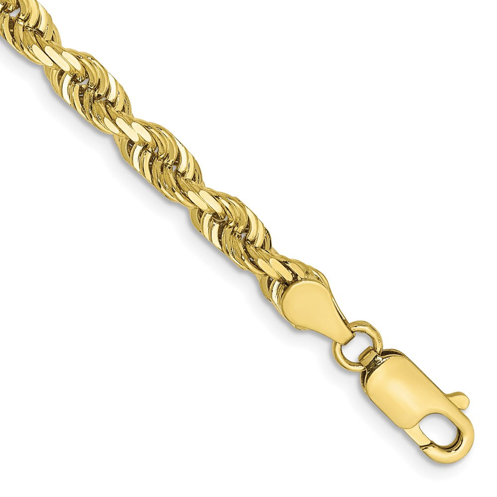 10K Gelbgold 4.5mm Diamantiert Vierfach Kordel Gliederarmband
