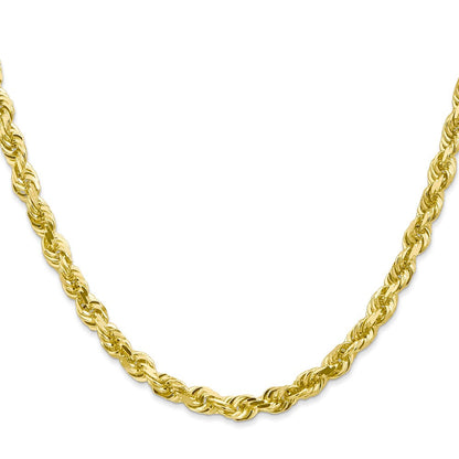10K Gelbgold 5mm Diamantiert Vierfach Kordel Halskette