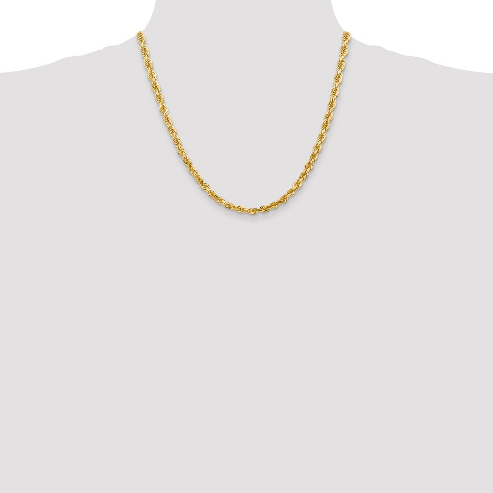 10K Gelbgold 5mm Diamantiert Vierfach Kordel Halskette