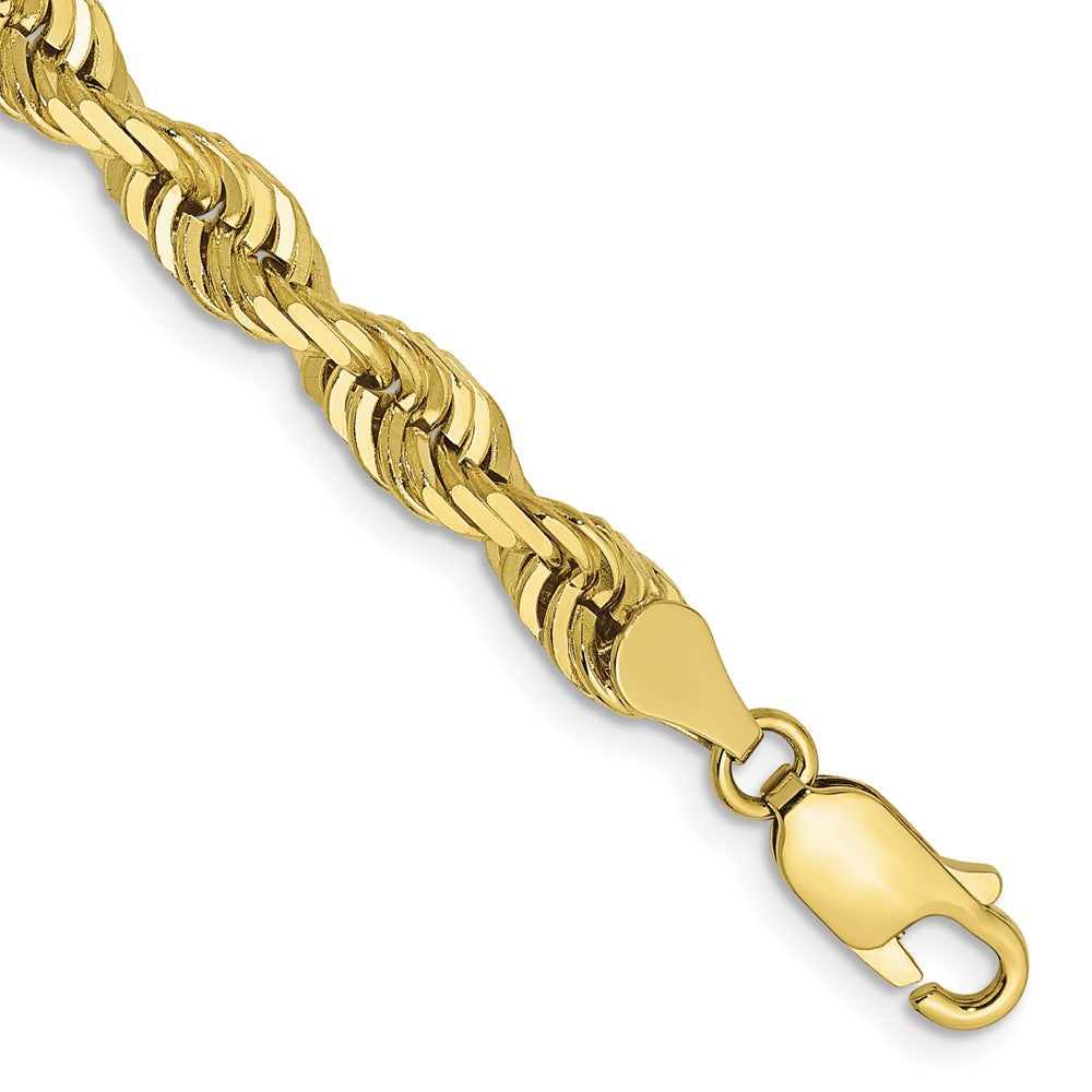 10K Gelbgold 5mm Diamantiert Vierfach Kordel Gliederarmband
