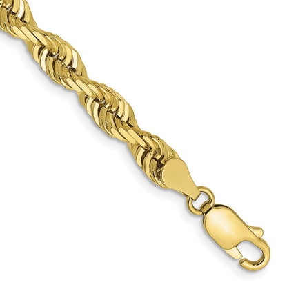 10K Gelbgold 5mm Diamantiert Vierfach Kordel Gliederarmband