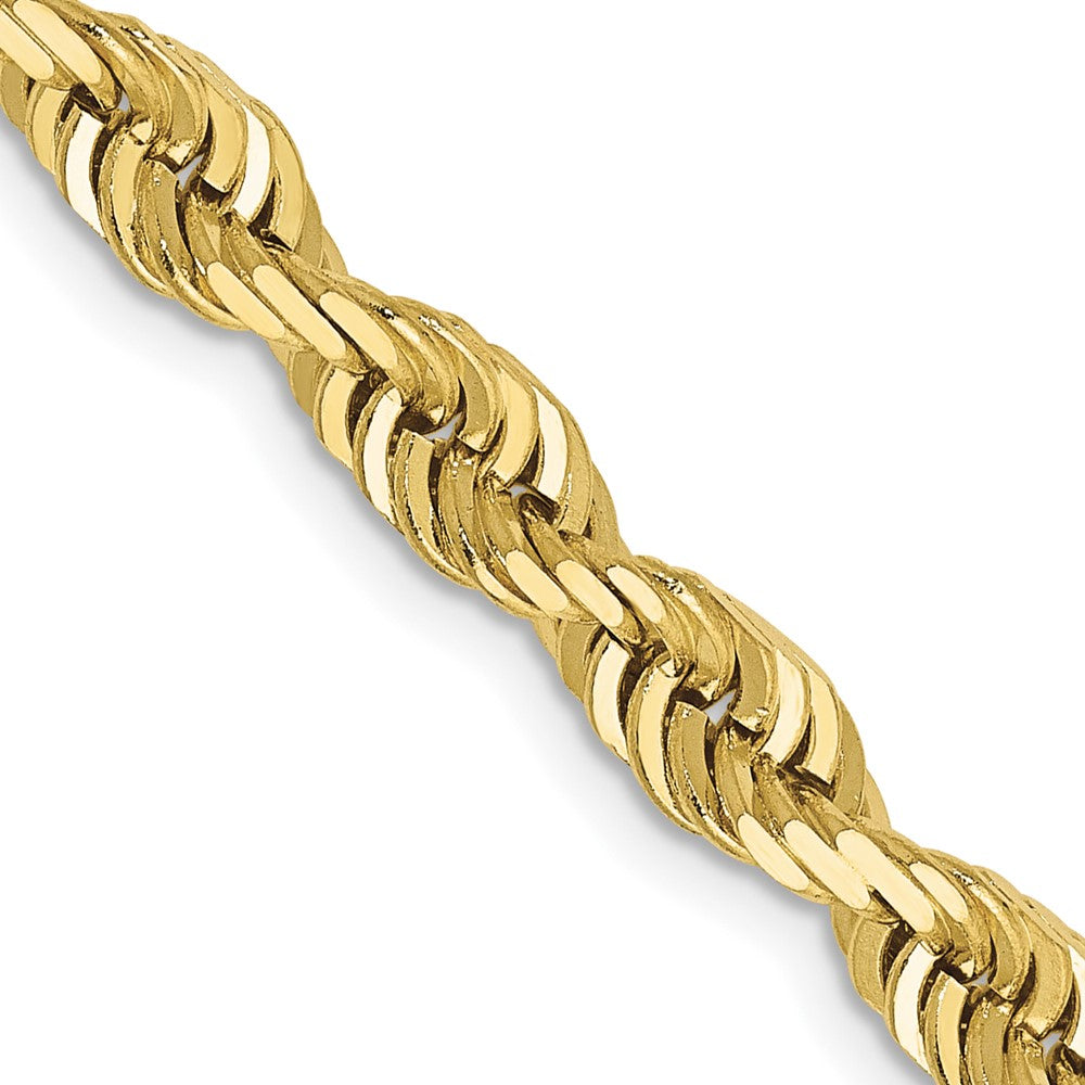 10K Gelbgold 5mm Diamantiert Vierfach Kordel Halskette