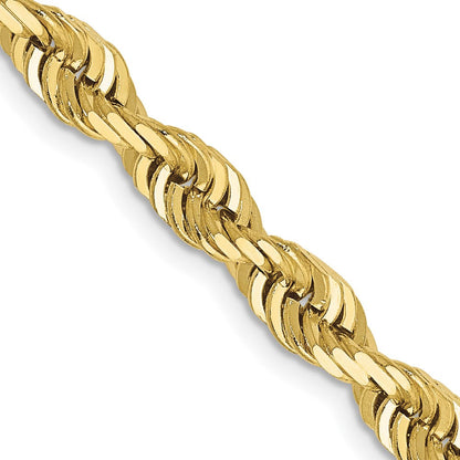 10K Gelbgold 5mm Diamantiert Vierfach Kordel Halskette