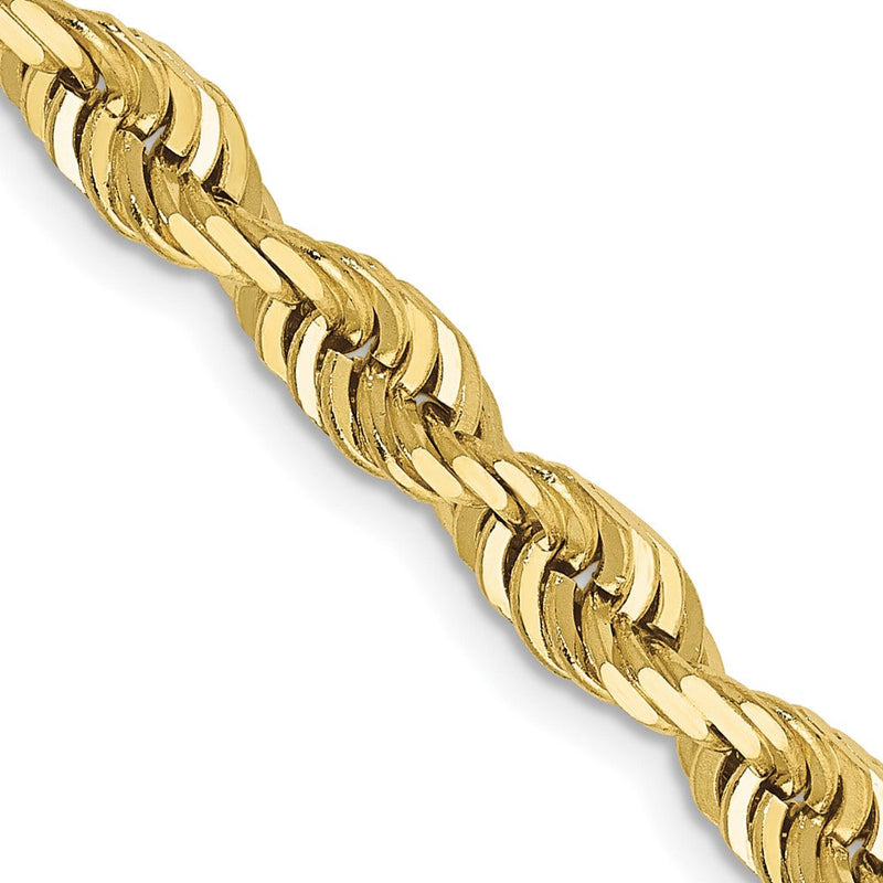 10K Gelbgold 5mm Diamantiert Vierfach Kordel Halskette