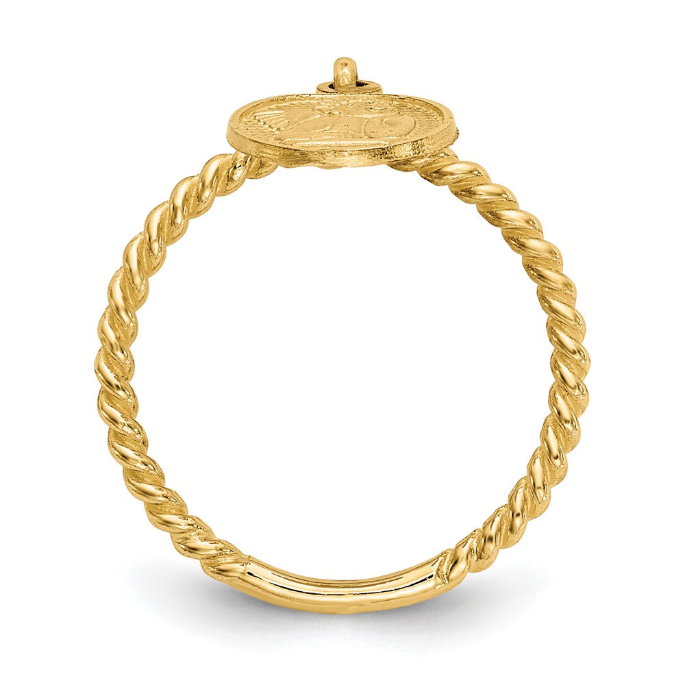 10K Gelbgold Poliert Engel Hängend Charm Kind Ring