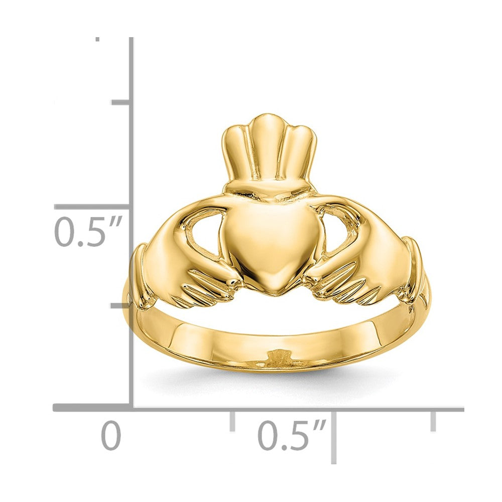 10K Gelbgold Poliert Claddagh Ring