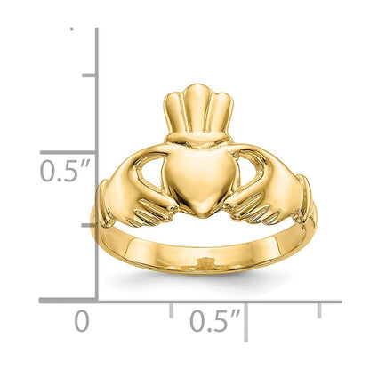 10K Gelbgold Poliert Claddagh Ring