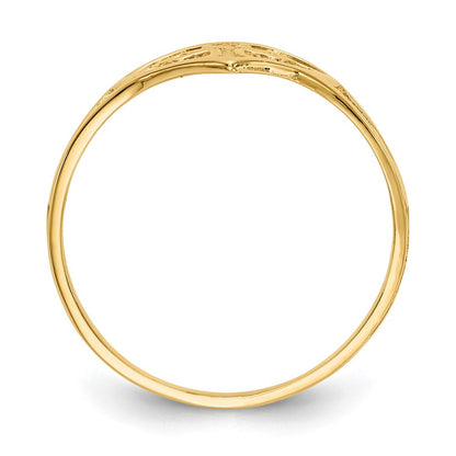 10K Gelbgold Kreuz in Herz Ring