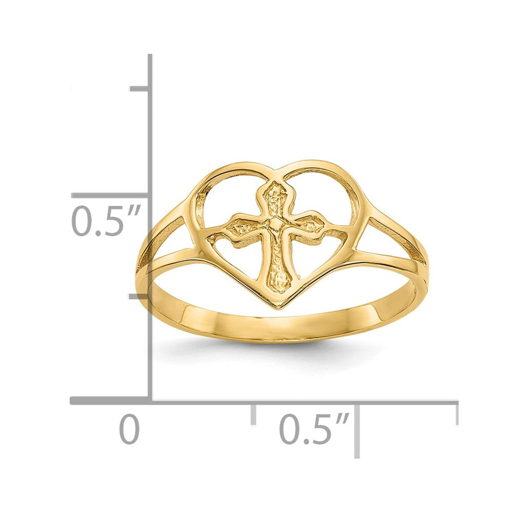 10K Gelbgold Kreuz in Herz Ring