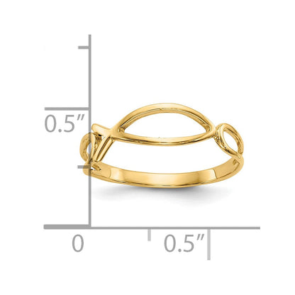 10K Gelbgold Poliert Ichthus Fisch Ring