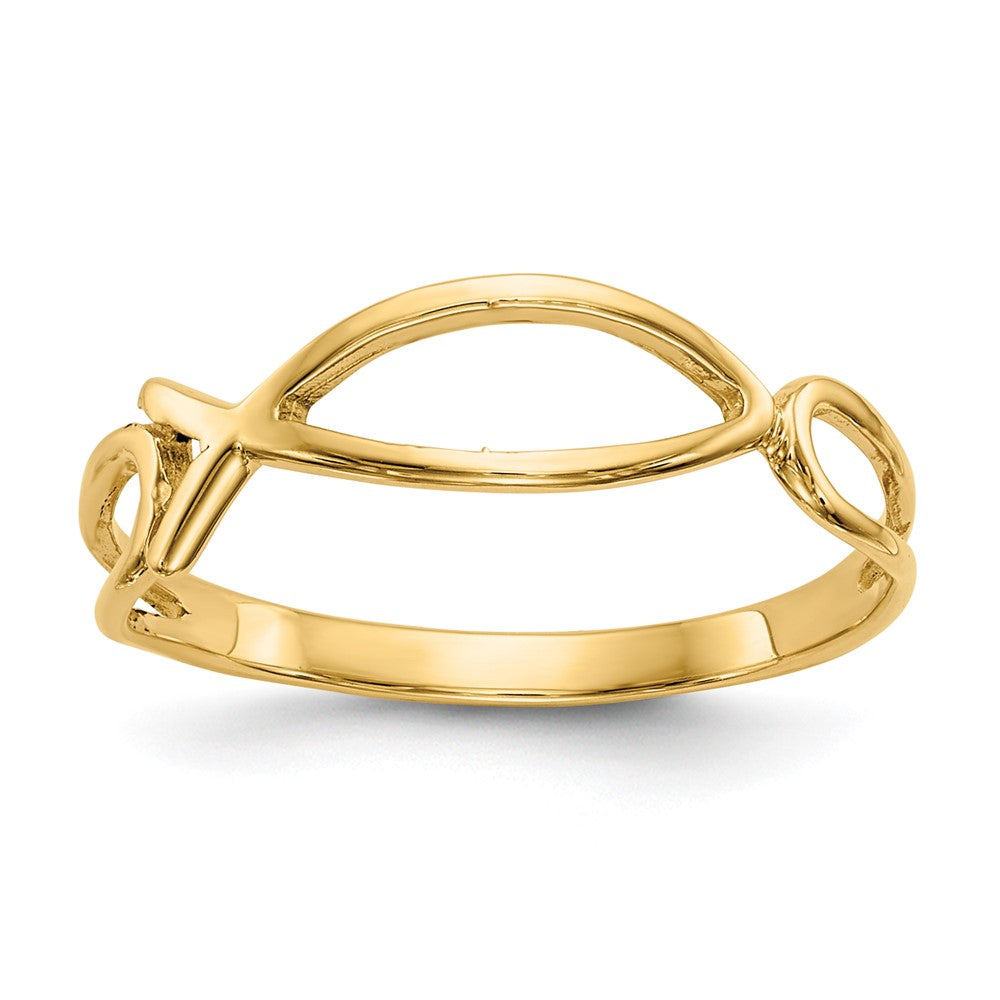 10K Gelbgold Poliert Ichthus Fisch Ring