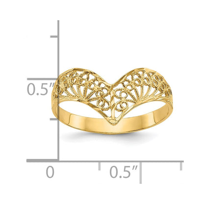 10K Gelbgold Diamantiert Filigran Ring
