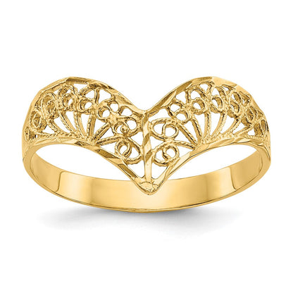 10K Gelbgold Diamantiert Filigran Ring