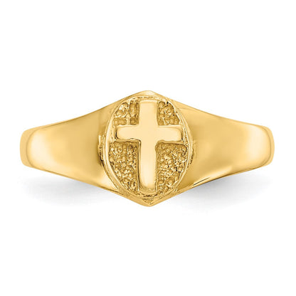 10K Gelbgold Childs Poliert Kreuz Ring