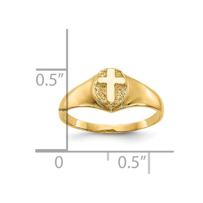10K Gelbgold Childs Poliert Kreuz Ring