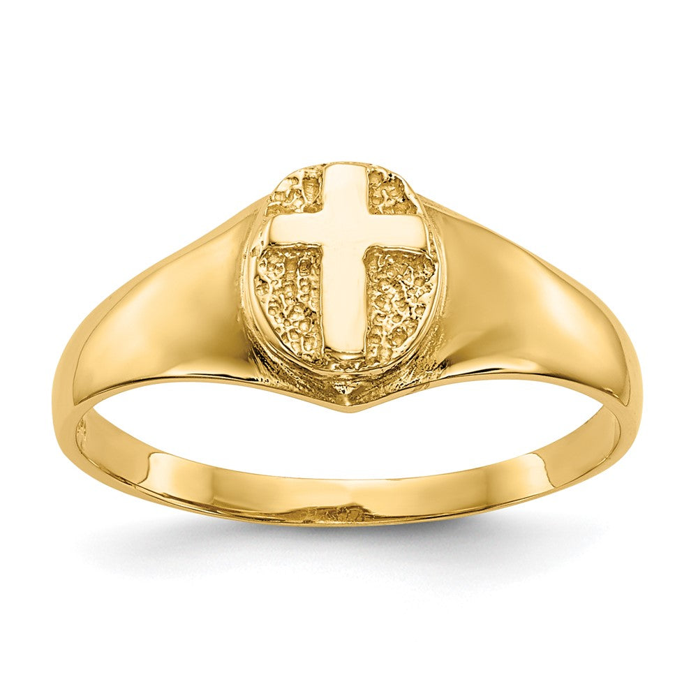 10K Gelbgold Childs Poliert Kreuz Ring
