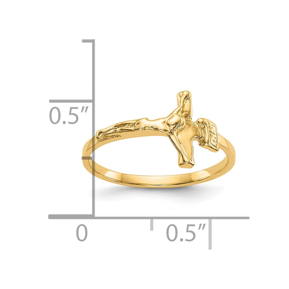 10K Gelbgold Childs Poliert Kruzifix Ring