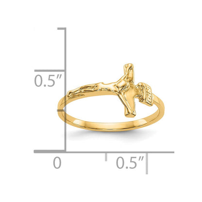 10K Gelbgold Childs Poliert Kruzifix Ring