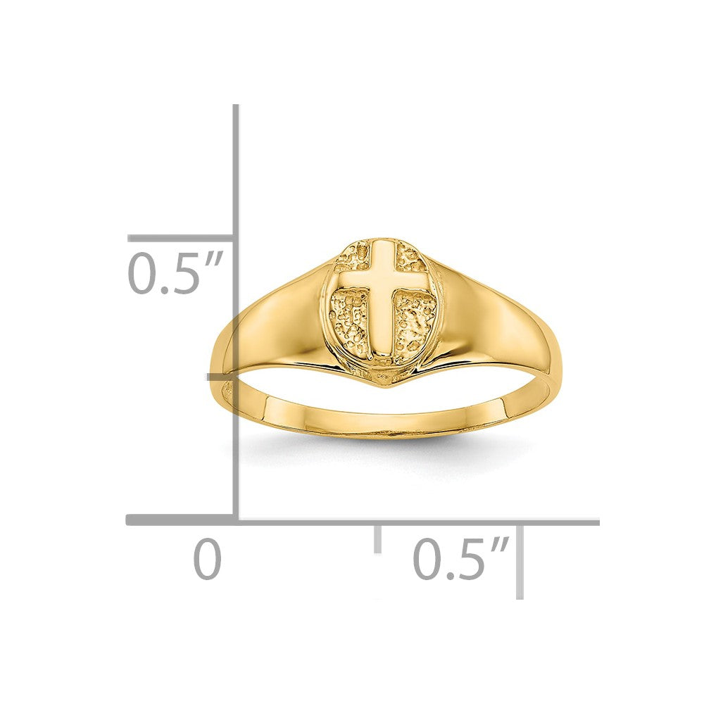 10K Gelbgold Childs Poliert Offen Kreuz Ring