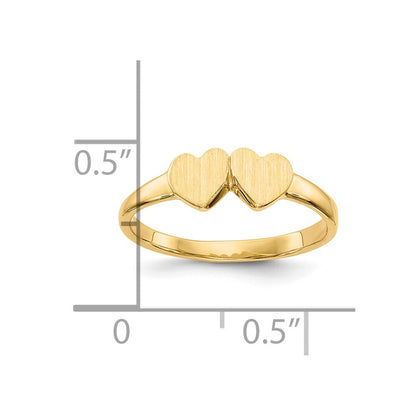 10K Gelbgold Childs Doppelt Herz Ring