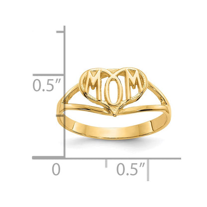 10K Gelbgold 10K Poliert Mama Herz Ring