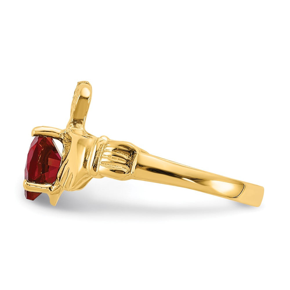 10K Gelbgold January Geburtsstein Claddagh Ring