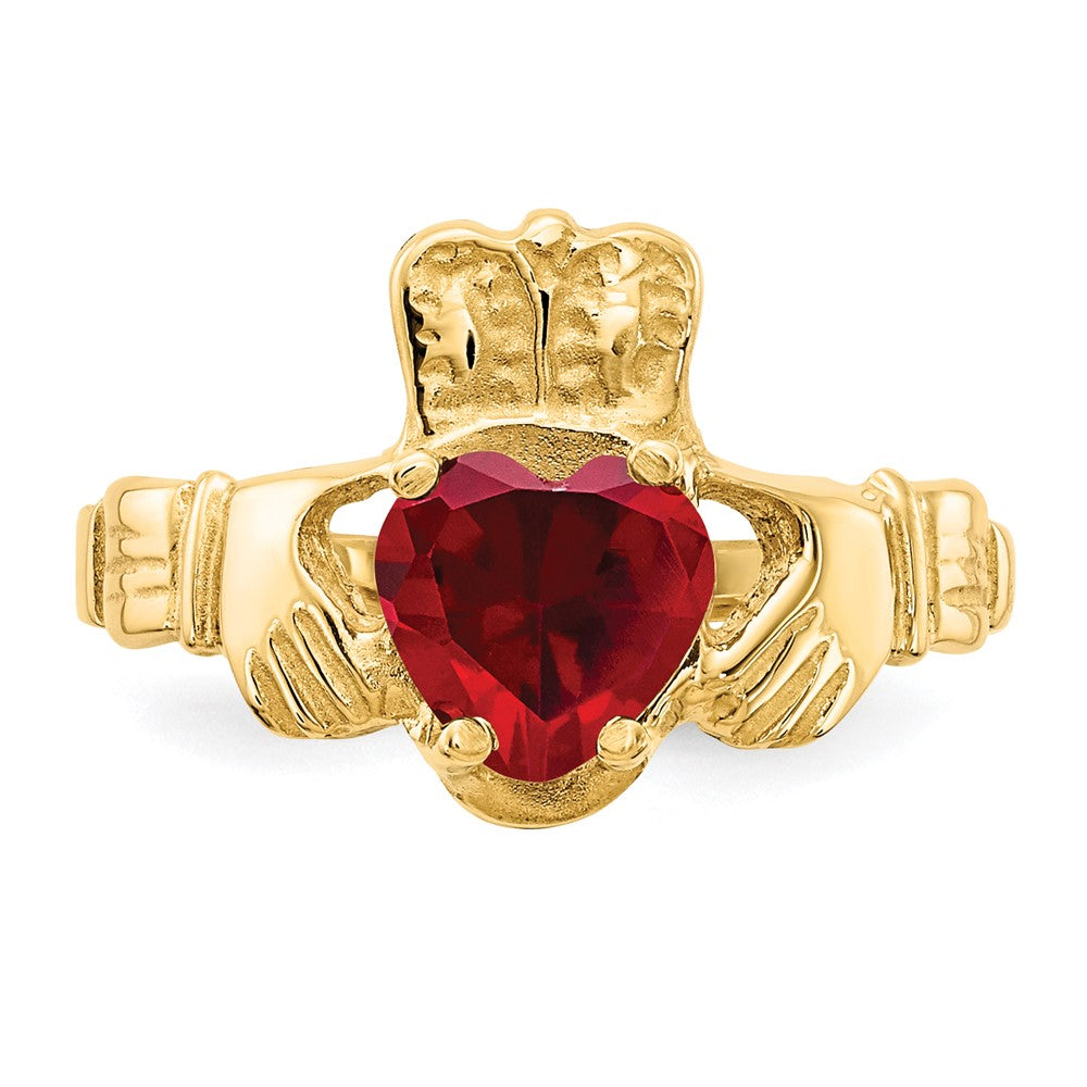 10K Gelbgold January Geburtsstein Claddagh Ring