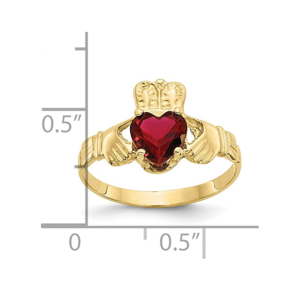 10K Gelbgold January Geburtsstein Claddagh Ring