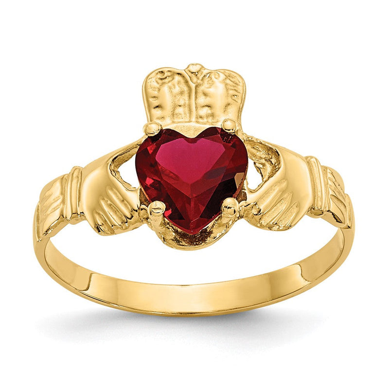 10K Gelbgold January Geburtsstein Claddagh Ring