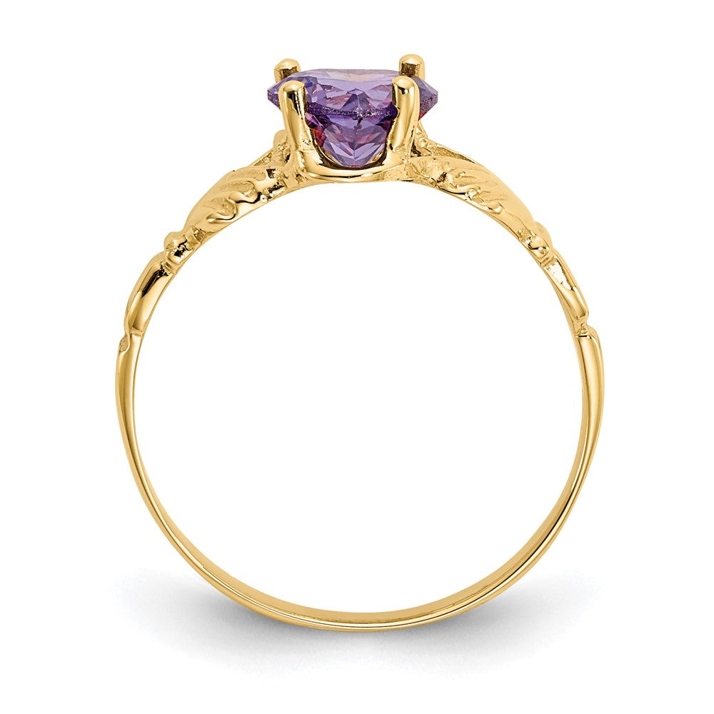 10K Gelbgold February Geburtsstein Claddagh Ring