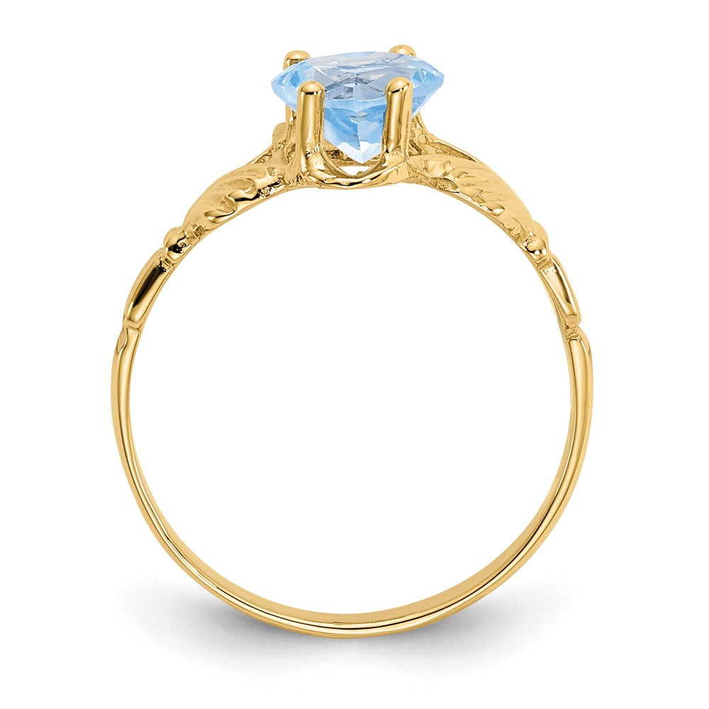 10K Gelbgold March Geburtsstein Claddagh Ring